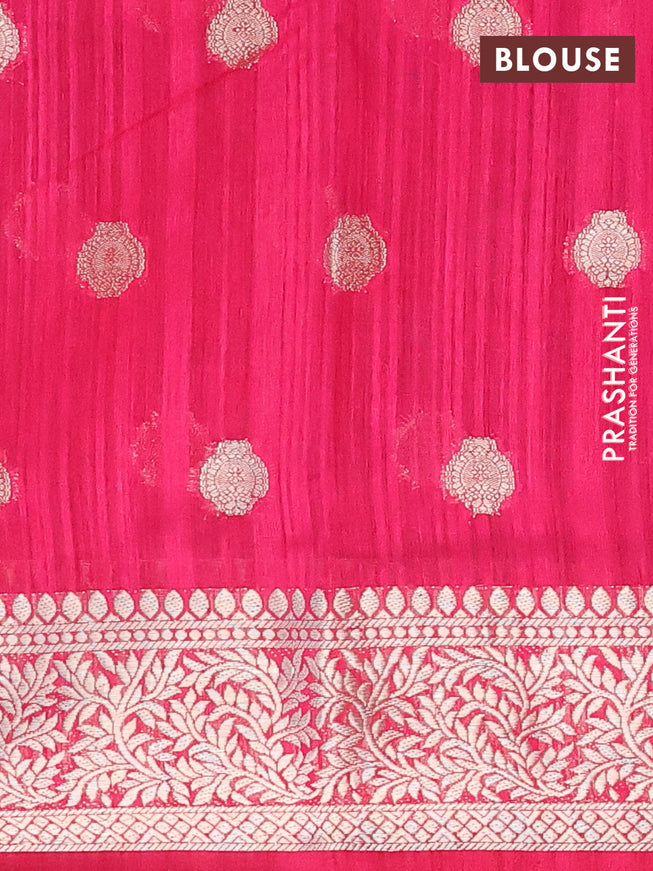 Banarasi semi matka saree teal green and pink with zari woven buttas and zari woven border