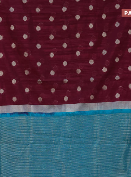 Banarasi semi matka saree darm magenta pink and teal green with zari woven buttas and zari woven border