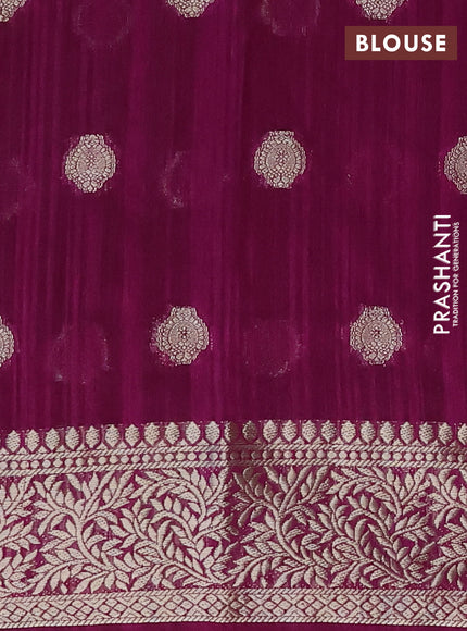 Banarasi semi matka saree light green and purple with zari woven buttas and zari woven border