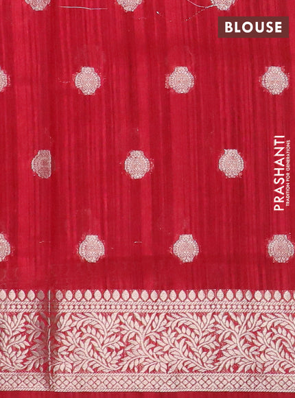 Banarasi semi matka saree mango yellow and red with zari woven buttas and zari woven border