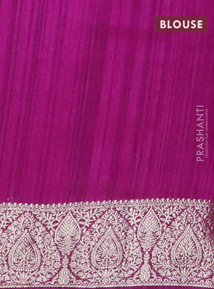 Banarasi semi matka saree peacock blue and purple with plain body and zari woven border