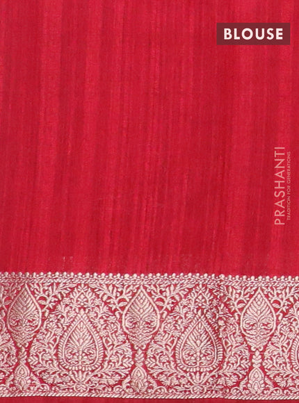 Banarasi semi matka saree sandal and maroon with plain body and zari woven border