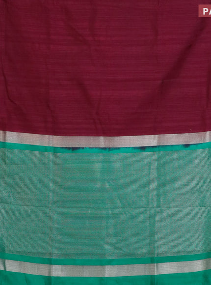 Banarasi semi matka saree wine shade and green with plain body and zari woven border