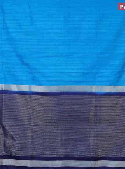 Banarasi semi matka saree cs blue and navy blue with plain body and zari woven border