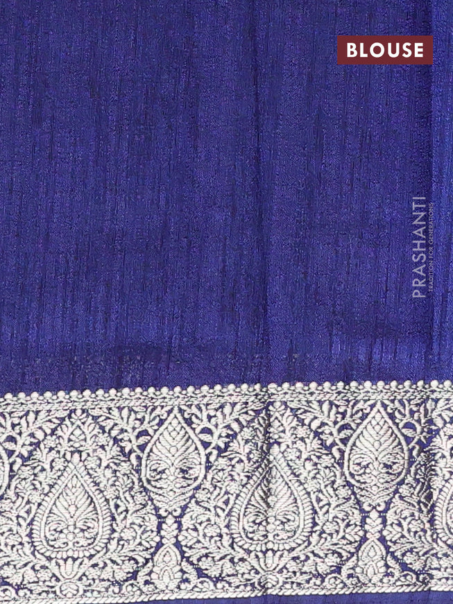 Banarasi semi matka saree teal blue and dark blue with plain body and zari woven border