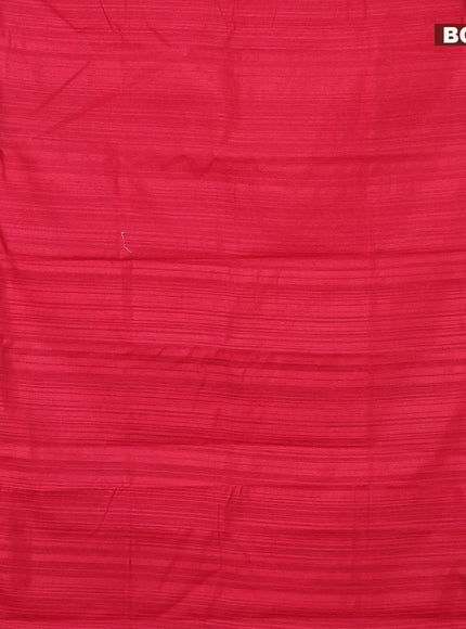 Banarasi semi matka saree red and green with plain body and zari woven border