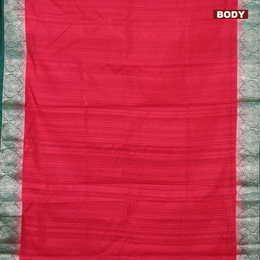 Banarasi semi matka saree red and green with plain body and zari woven border