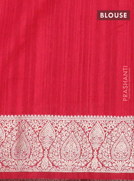 Banarasi semi matka saree mango yellow and red with plain body and zari woven border