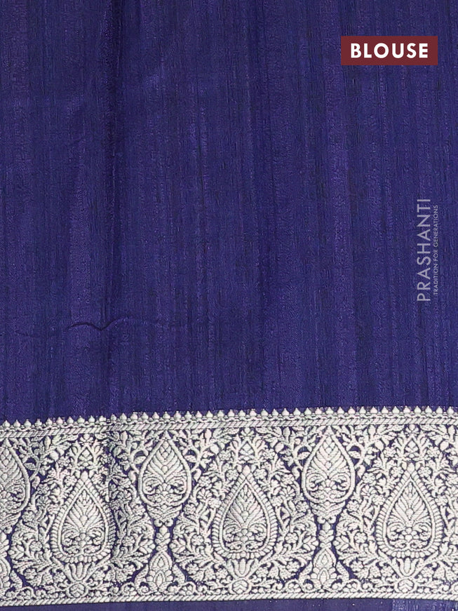 Banarasi semi matka saree teal blue and dark blue with plain body and zari woven border