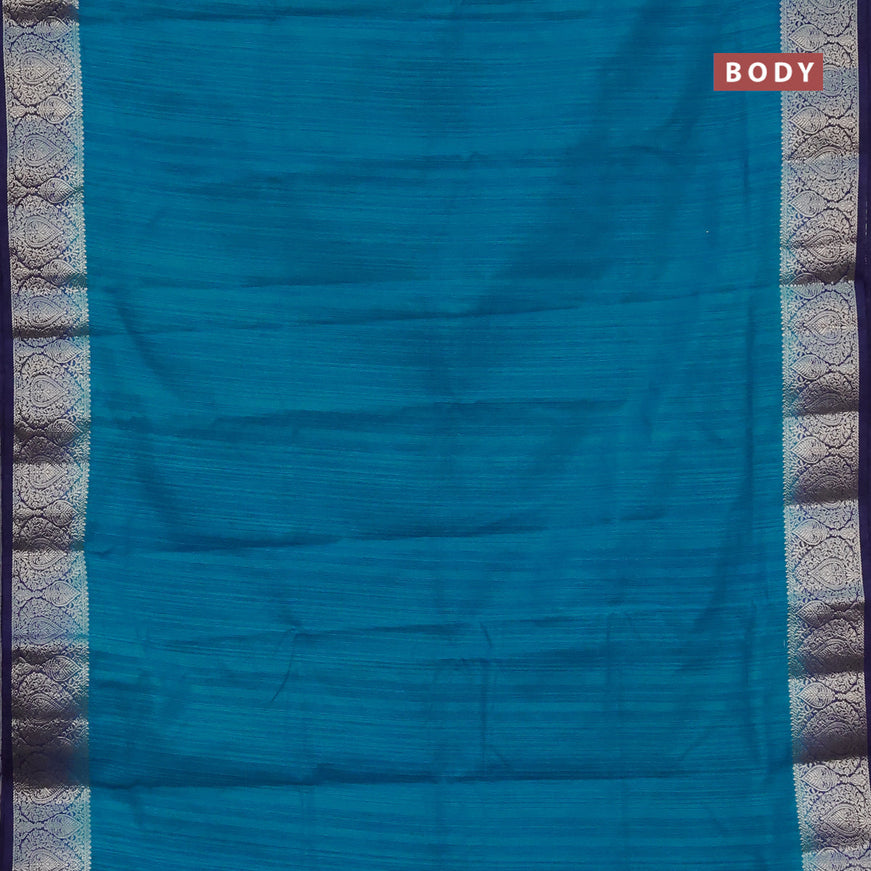 Banarasi semi matka saree light blue and dark blue with plain body and zari woven border