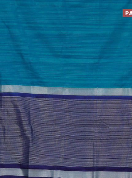 Banarasi semi matka saree light blue and dark blue with plain body and zari woven border