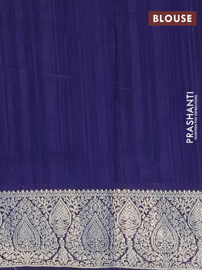 Banarasi semi matka saree light blue and dark blue with plain body and zari woven border