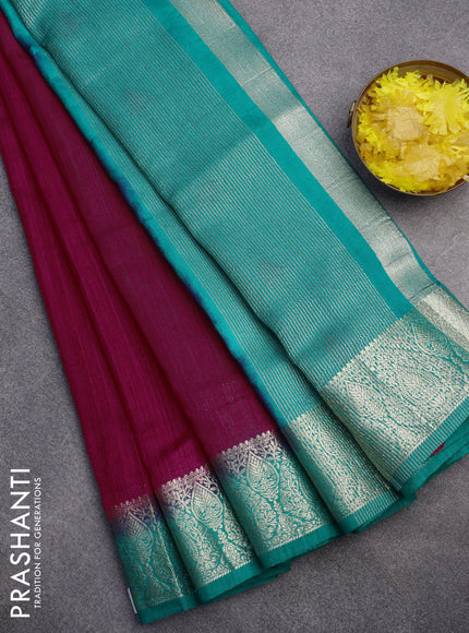 Banarasi semi matka saree pink and teal green with plain body and zari woven border