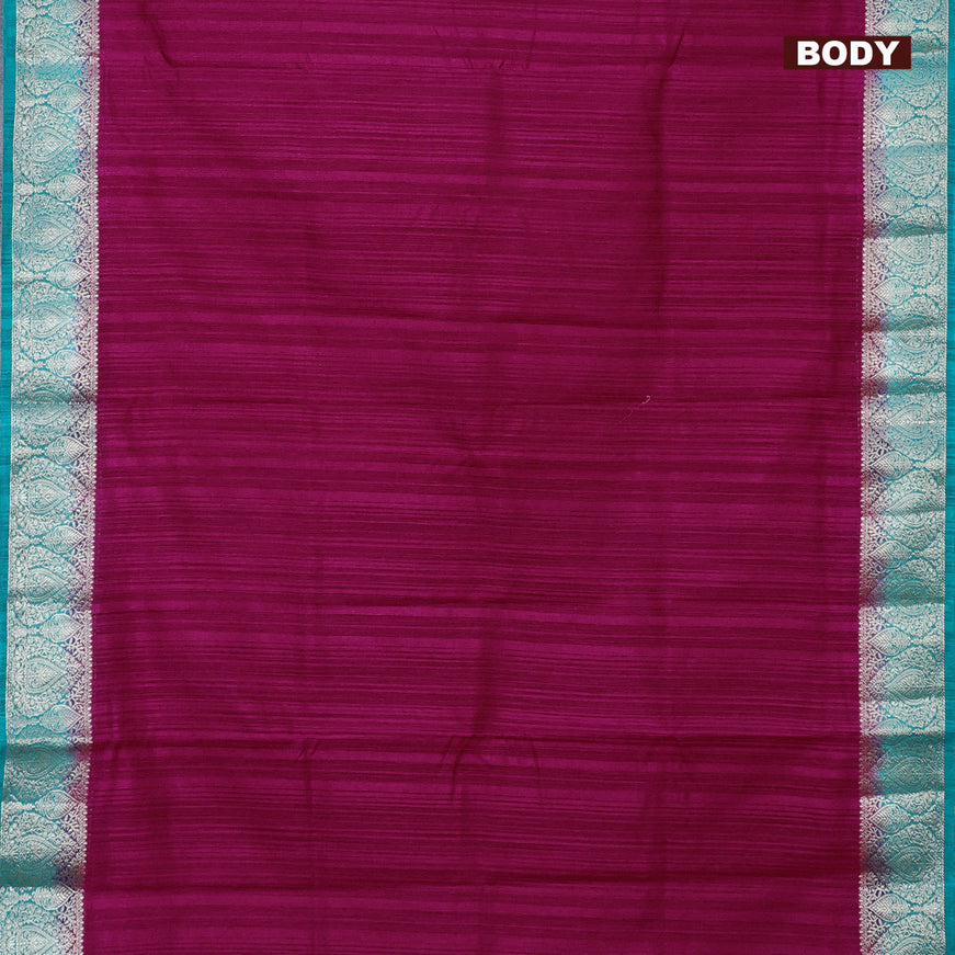 Banarasi semi matka saree pink and teal green with plain body and zari woven border