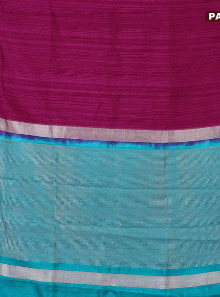 Banarasi semi matka saree pink and teal green with plain body and zari woven border