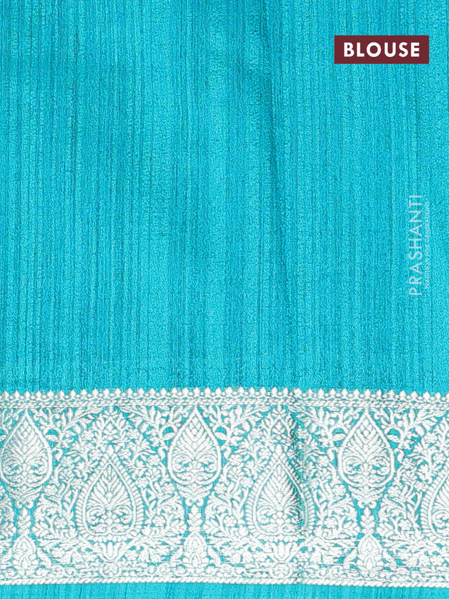 Banarasi semi matka saree pink and teal green with plain body and zari woven border