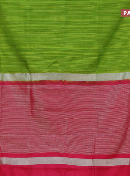 Banarasi semi matka saree light green and pink with plain body and zari woven border