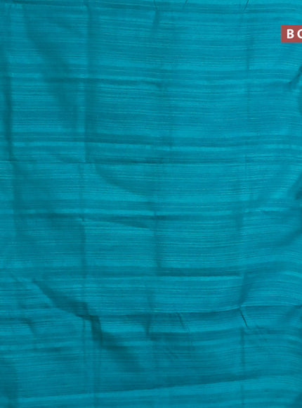 Banarasi semi matka saree teal blue and blue with plain body and zari woven border