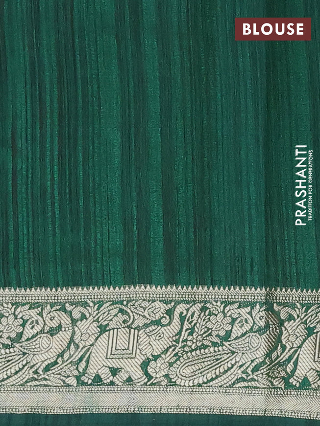 Banarasi semi matka saree red and green with plain body and zari woven border