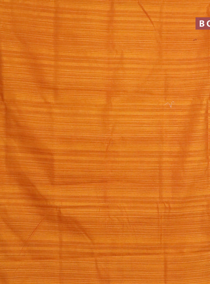 Banarasi semi matka saree mango yellow and red with plain body and zari woven border