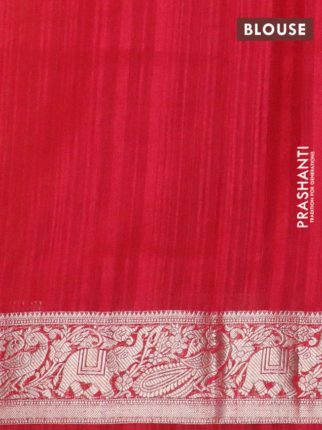 Banarasi semi matka saree mango yellow and red with plain body and zari woven border