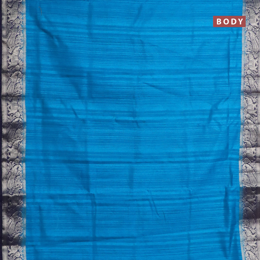 Banarasi semi matka saree cs blue and dark blue with plain body and zari woven border