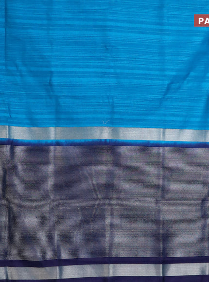 Banarasi semi matka saree cs blue and dark blue with plain body and zari woven border