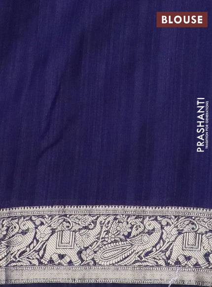 Banarasi semi matka saree cs blue and dark blue with plain body and zari woven border