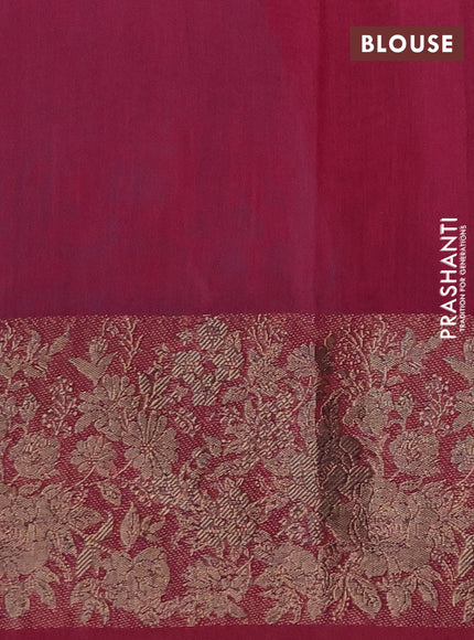 Banarasi semi matka saree teal blue and dark magenta pink with plain body and antique zari border