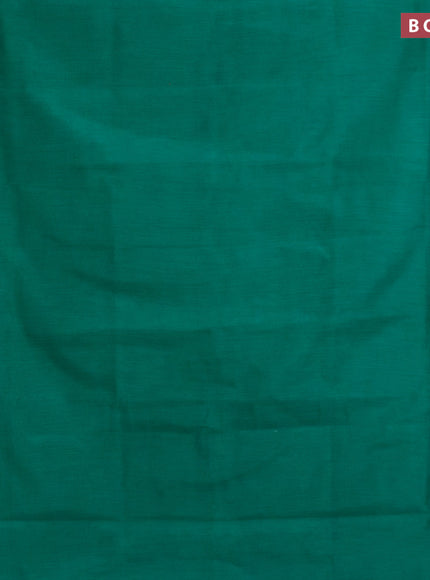 Banarasi semi matka saree green and dark blue with plain body and antique zari border