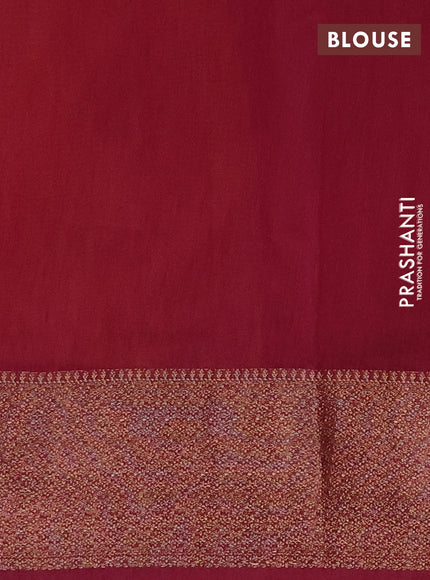 Banarasi semi matka saree mango yellow and dark magenta pink with plain body and antique zari border