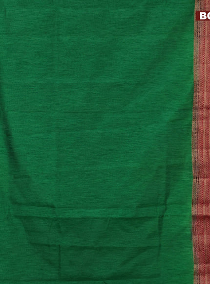 Banarasi semi matka saree green and red with plain body and long antique zari border