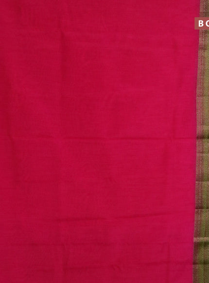 Banarasi semi matka saree pink and mehendi green with plain body and long antique zari border