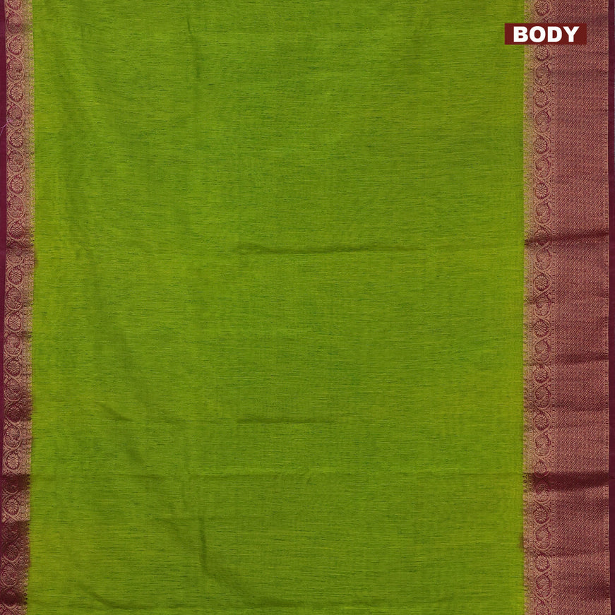 Banarasi semi matka saree mehendi green and wine shade with plain body and antique zari border