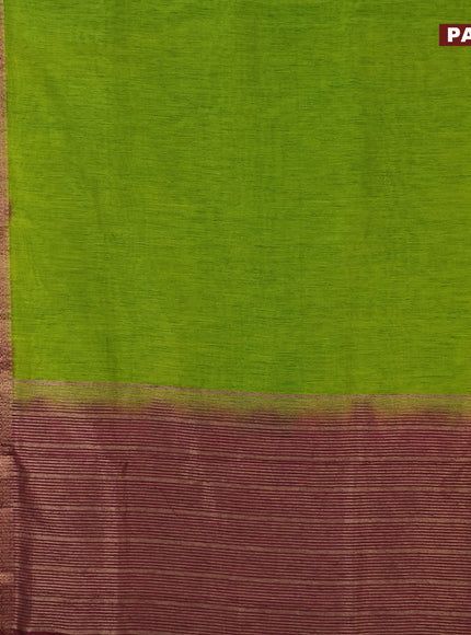 Banarasi semi matka saree mehendi green and wine shade with plain body and antique zari border