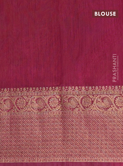 Banarasi semi matka saree mehendi green and wine shade with plain body and antique zari border