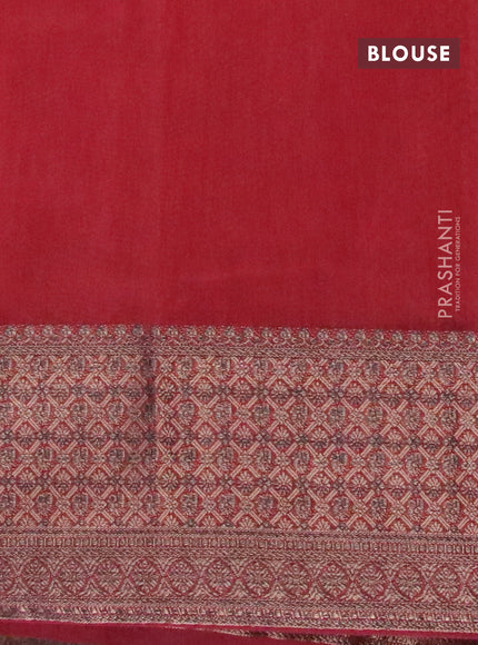 Banarasi semi matka saree sandal and maroon with plain body and antique zari border