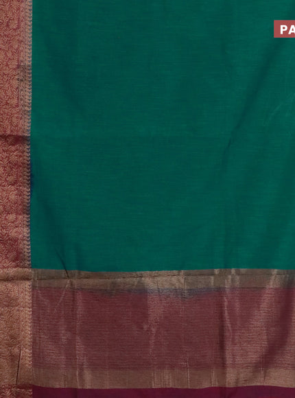 Banarasi semi matka saree teal shade and dark magenta pink with plain body and long antique zari border