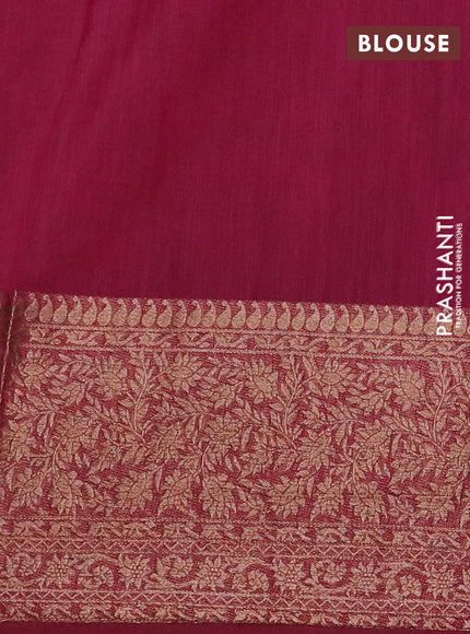 Banarasi semi matka saree teal shade and dark magenta pink with plain body and long antique zari border