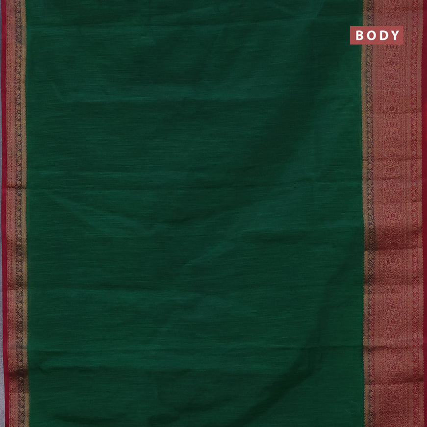 Banarasi semi matka saree green and magenta pink with plain body and antique zari border