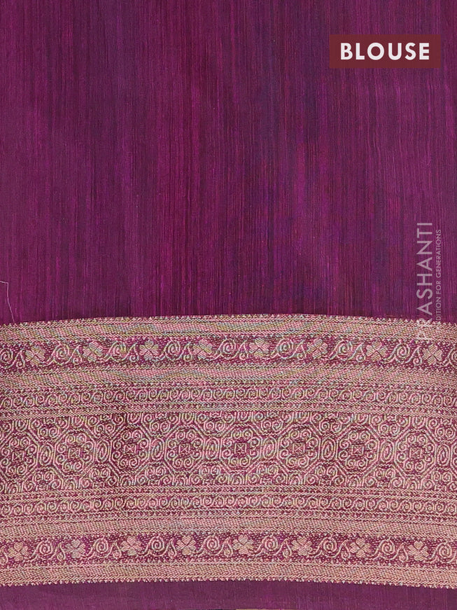 Banarasi semi matka saree teal blue and wine shade with plain body and antique zari border