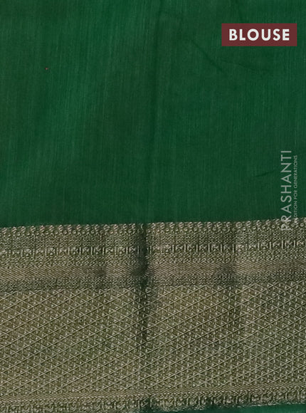 Banarasi semi matka saree red and green with plain body and antique zari border