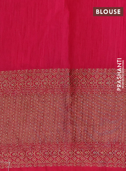 Banarasi semi matka saree green and pink with plain body and long antique zari border