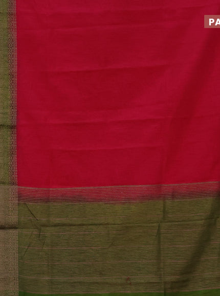 Banarasi semi matka saree pink and green with plain body and long antique zari border