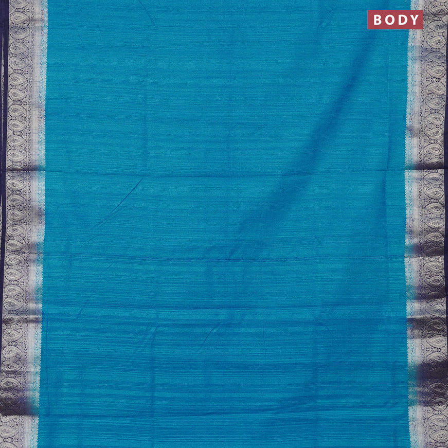 Banarasi semi matka saree cs blue and navy blue with plain body and zari woven border