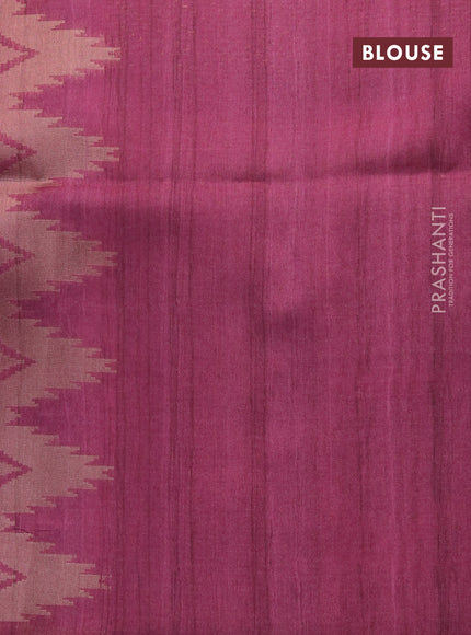 Semi tussar saree beige and multi colour with allover zari weaves & muniya butta prints and temple design border