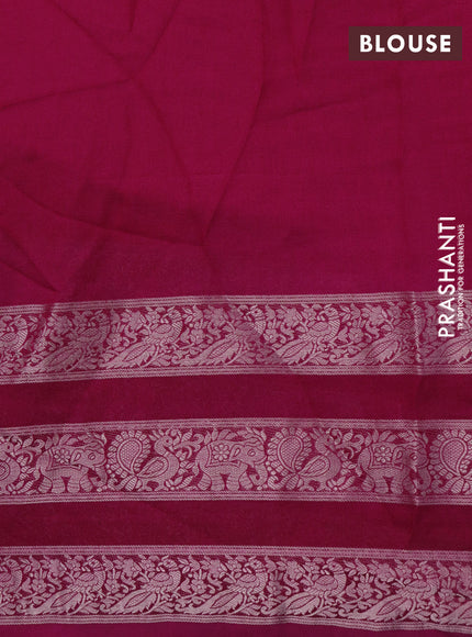 Semi georgette saree pink with allover prints and long zari woven border