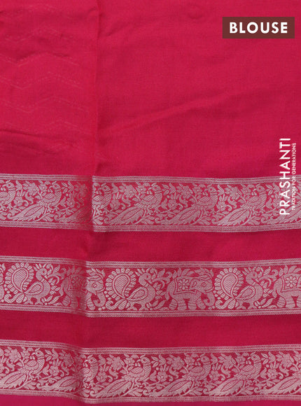 Semi georgette saree pink with allover zig zag prints and long zari woven border