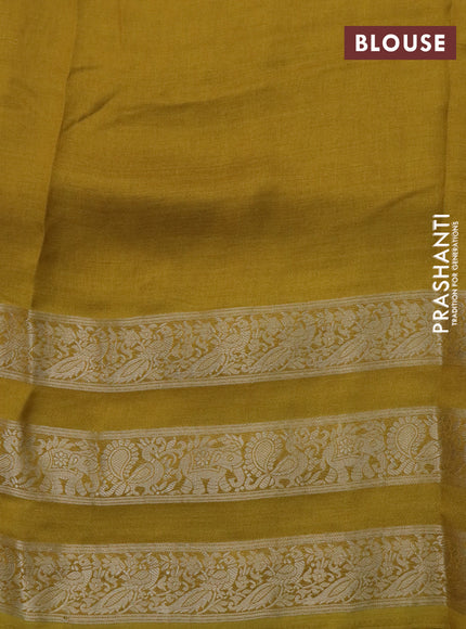 Semi georgette saree mustard yellow with allover zig zag prints and long zari woven border