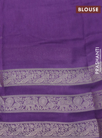 Semi georgette saree violet with allover zig zag prints and long zari woven border